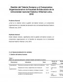 Gestión del Talento Humano y el Compromiso. Organizacional en la Facultad de Educación de la Universidad nacional Federico Villarreal Lima, 2018