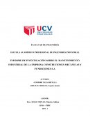 INFORME DE INVESTIGACIÓN SOBRE EL MANTENIMIENTO INDUSTRIAL DE LA EMPRESA CONSTRUCIONES MECÁNICAS Y FUNDICIONES S.A