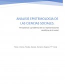 Epistemología de las ciencias sociales; perspectivas y problemas de las representaciones científicas de los social