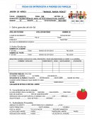 FICHA DE ENTREVISTA A PADRES DE FAMILIA