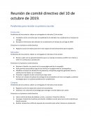 Reunión de comité directivo del 10 de octubre de 2019. Pendientes para revisión en próxima reunión