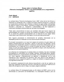 Ensayo sobre la Cachama Blanca (Piaractus brachypomus Cuvier) y las potencialidades de su mejoramiento genético. Página 1