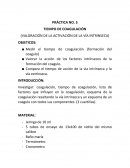 PRÁCTICA NO. 5 TIEMPO DE COAGULACIÓN (VALORACIÓN DE LA ACTIVACIÓN DE LA VÍA INTRINSECA)