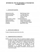 INFORME DEL TEST DE DESARROLLO PSICOMOTOR 2-5 AÑOS (TEPSI)