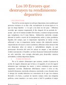 Los 10 Errores que destruyen tu rendimiento deportivo