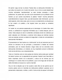 “Hacker ético vs delincuente informático”. Página 1