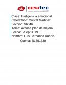 RE: S1-Foro 1.1: Inteligencia Emocional.Avance plan de mejora