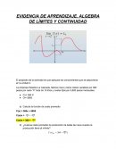 EVIDENCIA DE APRENDIZAJE. ALGEBRA DE LÍMITES Y CONTINUIDAD