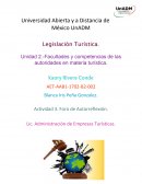 Legislación Turística. Unidad 2.-Facultades y competencias de las autoridades en materia turística