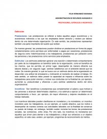 ADMINISTRACION DE RECURSOS HUMANOS II PRESTACIONES, ESTÍMULOS E INCENTIVOS. Página 1
