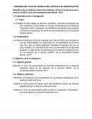 ESQUEMA DEL PLAN DE TRABAJO DEL ARTÍCULO DE INVESTIGACIÓN