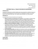CRITERIOS PARA LA TOMA DE DECISIÓN DE INVERSIONES