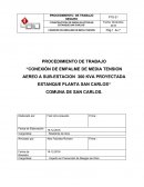 PROCEDIMIENTO DE TRABAJO “CONEXIÓN DE EMPALME DE MEDIA TENSION AEREO A SUB-ESTACION 300 KVA PROYECTADA ESTANQUE PLANTA SAN CARLOS“