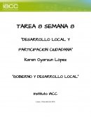 TAREA 8 SEMANA 8 “DESARROLLO LOCAL Y PARTICIPACION CIUDADANA”