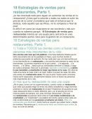 Estrategias de ventas para restaurantes, Parte 1