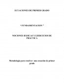 ECUACIONES DE PRIMER GRADO “ FUNDAMENTACION ”