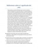 Reflexiones sobre el significado del arte