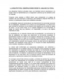 LA ARQUITECTURA DESDE EL ANALISIS CULTURAL