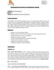 PROGRAMACIÓN OPERATIVA BIENVENIDO VERANO. Página 1