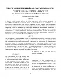 PROYECTO SOBRE REACCIONES QUÍMICAS: TRAMPA PARA MOSQUITOS. Página 1