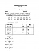 Medidas de Tendencia Central Unidad . Ejercicios propuestos