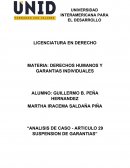 Analisis de caso - Articulo 29 suspension de garantias