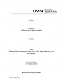Liderazgo y negociacion. Oportunidad de desarrollar una cultura de liderazgo en mi trabajo