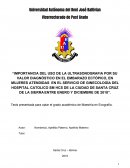 IMPORTANCIA DEL USO DE LA ULTRASONOGRAFIA POR SU VALOR DIAGNÓSTICO EN EL EMBARAZO ECTÓPICO, EN MUJERES ATENDIDAS EN EL SERVICIO DE GINECOLOGÍA DEL HOSPITAL