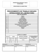 PROCEDIMIENTO DE TRABAJO SEGURO OPERACIONES DE LABORATORIO