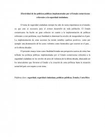 Efectividad de las políticas públicas implementadas por el Estado costarricense referentes a la seguridad ciudadana. Página 1