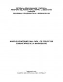 MODELO DE INFORME FINAL PARA LOS PROYECTOS COMUNITARIOS DE LA MISIÓN SUCRE