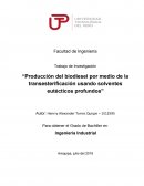 Producción del biodiesel por medio de la transesterificación usando solventes eutécticos profundos