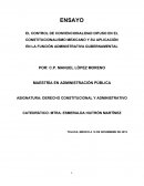 EL CONTROL DE CONVENCIONALIDAD DIFUSO EN EL CONSTITUCIONALISMO MEXICANO Y SU APLICACIÓN EN LA FUNCIÓN ADMINISTRATIVA GUBERNAMENTAL