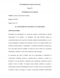 EL CONOCIMIENTO CIENTÍFICO Y SUS MÉTODOS. Página 1