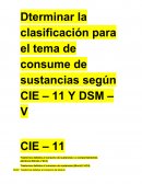 Dterminar la clasificación para el tema de consume de sustancias según CIE – 11 Y DSM – V CIE – 11