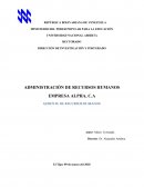 Administración de Recursos Humanos. Empresa Alpha, C.A