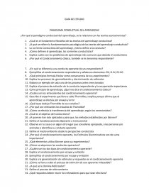 GUÍA DE ESTUDIO PARADIGMA CONDUCTUAL DEL APRENDIZAJE. Página 1