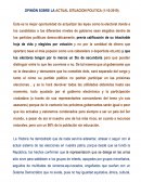 OPINIÓN SOBRE LA ACTUAL SITUACION POLITICA