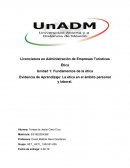 Evidencia de Aprendizaje: La ética en el ámbito personal y laboral