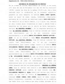 Acta de declaracion de testigos. Página 1