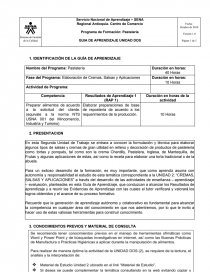 Fase del Programa: Elaboración de Cremas, Salsas y Aplicaciones. Página 1