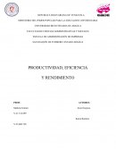 PRODUCTIVIDAD, EFICIENCIA Y RENDIMIENTO