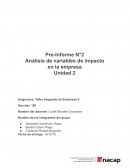 Pre informe. Análisis de variables de impacto en la empresa
