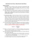 Disertación de Física: Movimiento Rectilíneo