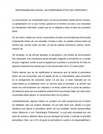RESPONSABILIDAD SOCIAL: UN COMPROMISO ÉTICO DEL PERIODISTA. Página 1