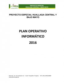 PROYECTO ESPECIAL HUALLAGA CENTRAL Y BAJO MAYO PLAN OPERATIVO INFORMÁTICO. Página 1