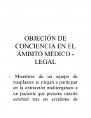 OBJECIÓN DE CONCIENCIA EN EL ÁMBITO MÉDICO - LEGAL
