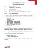 Acta de Entrega de Cargo del Soporte realizado en Diversey - Sealed