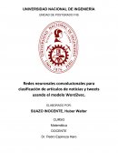 Redes neuronales convolucionales para clasificación de artículos de noticias y tweets usando el modelo Word2vec