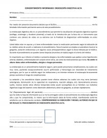 CONSENTIMIENTO INFORMADO: ENDOSCOPÍA DIGESTIVA ALTA. Página 1